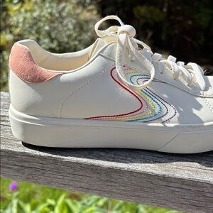 Sketchers white rainbow multi Eden LX court sneakers